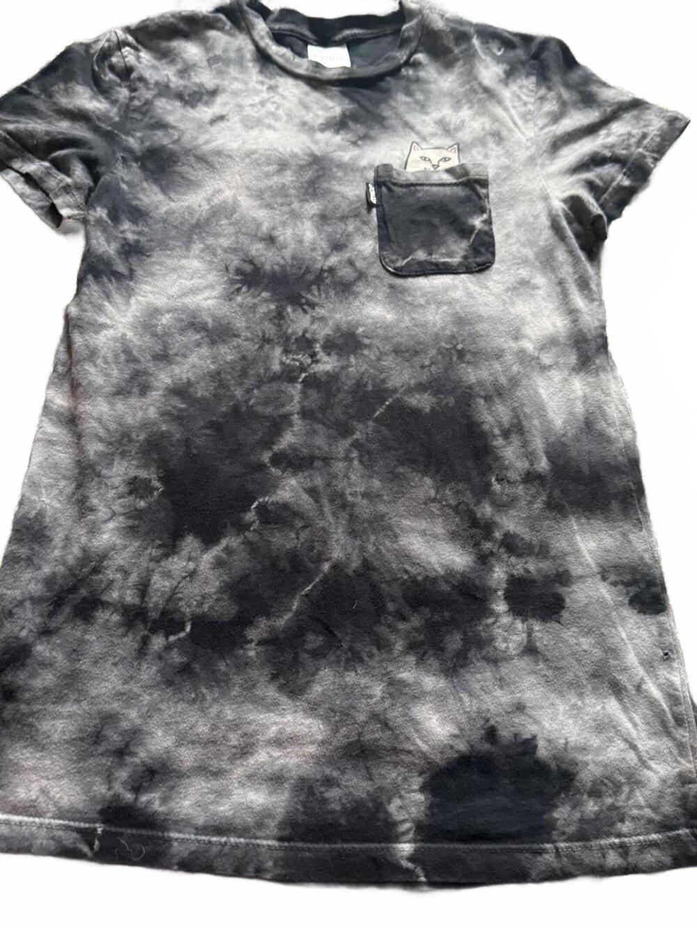 RIPNDIP Small Nermal Pocket Tee Shirt Black Gray Tie Dye Ripndip